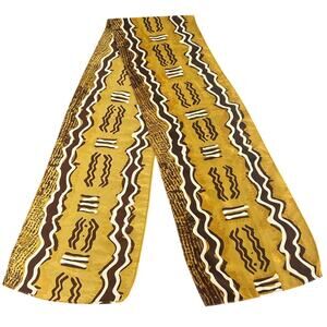 Vintage- Long Scarf- 70x10.5" length- Brown Tan Abstract Design Semi Sheer